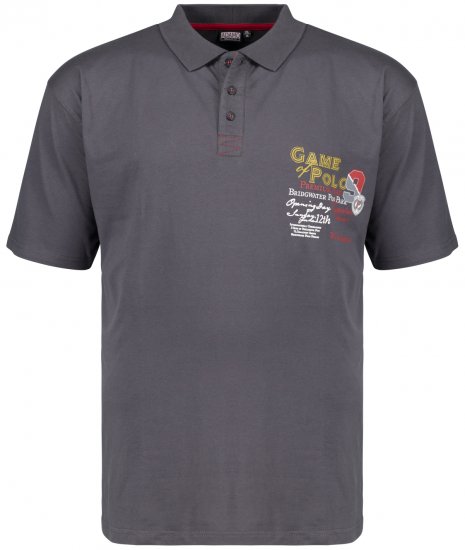 Adamo Perth Printed Polo Shirt Charcoal - Polos - Polos homme grande taille