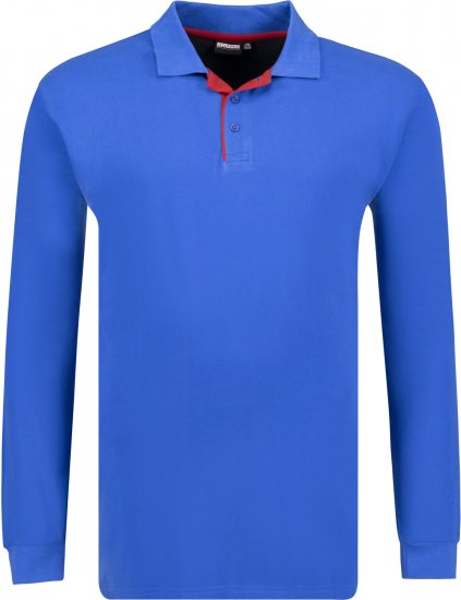 Adamo Peter Comfort fit Long sleeve Polo Blue - Polos - Polos homme grande taille