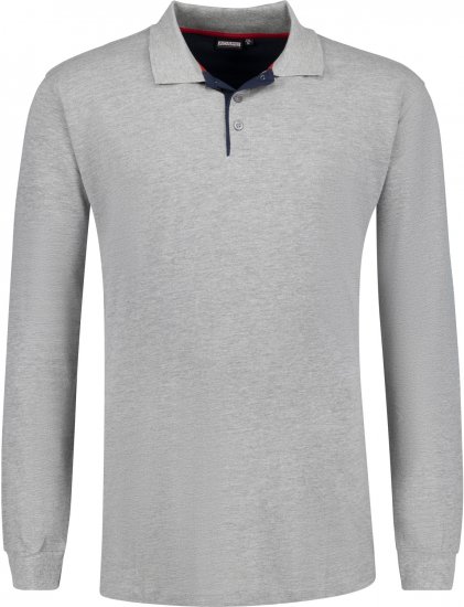 Adamo Peter Comfort fit Long sleeve Polo Grey - Polos - Polos homme grande taille