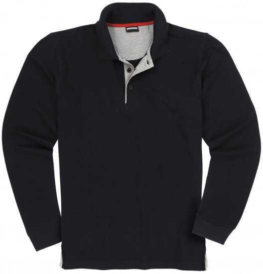 Adamo Peter Comfort fit Long sleeve Polo Black - Polos - Polos homme grande taille
