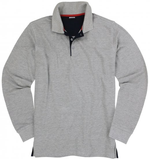 Adamo Peter Comfort fit Long sleeve Polo Grey - Polos - Polos homme grande taille