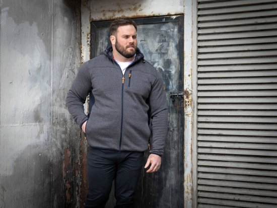 D555 Conrad Detachable Hood Bonded Fleece Zip Through Hoody Bleu marine - Sweatshirts & hoodies - Sweatshirts/Hoodies grande taille homme