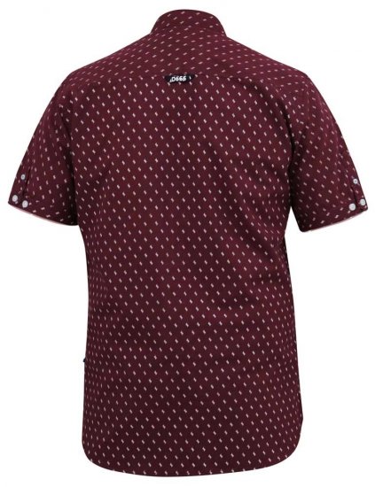 D555 DUNSTABLE S/S Micro AO Print Shirt Burgundy - Chemises - Chemises Grandes Tailles Hommes