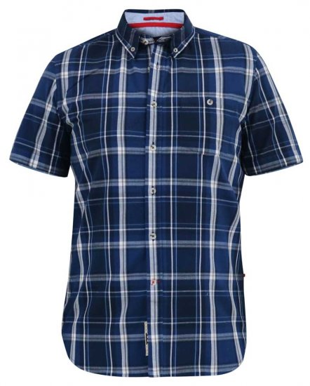 D555 HADSTOCK Check Button Down Collar S/S Shirt Navy - Chemises - Chemises Grandes Tailles Hommes