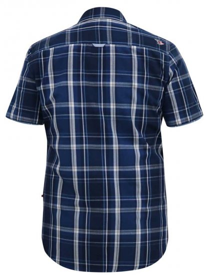 D555 HADSTOCK Check Button Down Collar S/S Shirt Navy - Chemises - Chemises Grandes Tailles Hommes