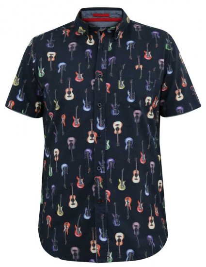 D555 BARRATT Guitar AO Printed Button Down Collar S/S Shirt - Chemises - Chemises Grandes Tailles Hommes