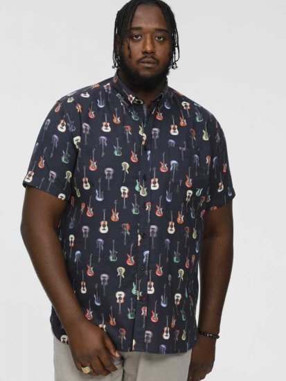 D555 BARRATT Guitar AO Printed Button Down Collar S/S Shirt - Chemises - Chemises Grandes Tailles Hommes