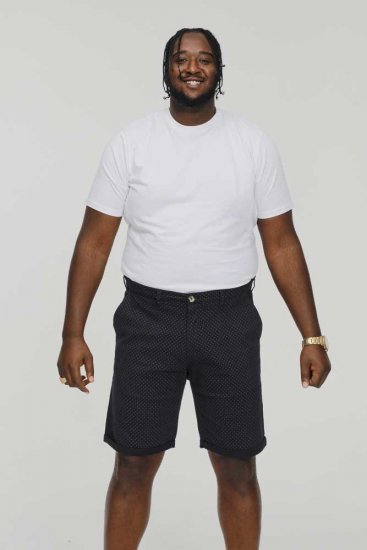 D555 DUDLEY AO Printed Stretch Chino Shorts Navy - Shorts - Shorts hommes grande taille