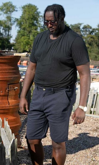 D555 DUDLEY AO Printed Stretch Chino Shorts Navy - Shorts - Shorts hommes grande taille
