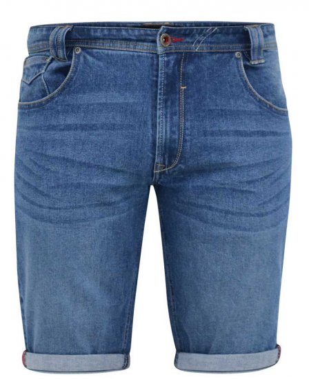 D555 JONES Stretch Denim Shorts Blue Stonewash - Shorts - Shorts hommes grande taille