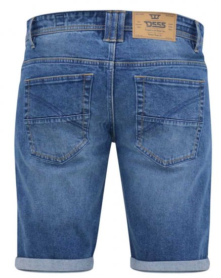 D555 JONES Stretch Denim Shorts Blue Stonewash - Shorts - Shorts hommes grande taille