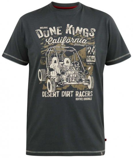 D555 BENNETT Dune Kings Buggy Printed Crew Neck T-Shirt Khaki - T-shirts - T-shirts Homme Grande Taille