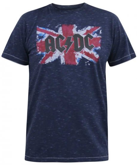 D555 DENNIS Official AC/DC Printed Crew Neck T-Shirt Navy Reno - T-shirts - T-shirts Homme Grande Taille