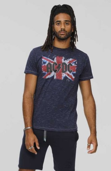 D555 DENNIS Official AC/DC Printed Crew Neck T-Shirt Navy Reno - T-shirts - T-shirts Homme Grande Taille