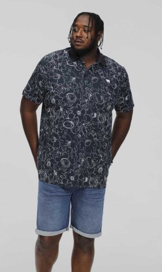 D555 ROLAND Printed Polo Shirt Navy - Polos - Polos homme grande taille