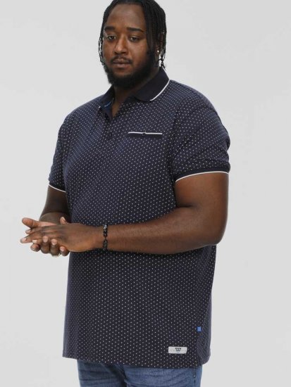 D555 DARWIN AO Printed Polo Shirt Navy - Polos - Polos homme grande taille
