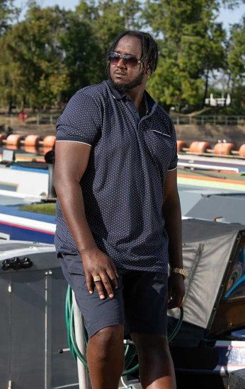 D555 DARWIN AO Printed Polo Shirt Navy - Polos - Polos homme grande taille