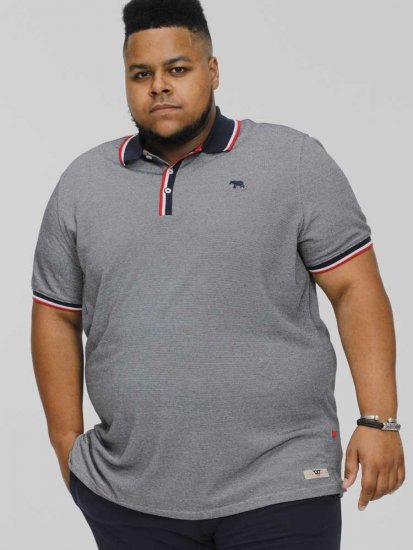 D555 BAYTON 2 Fine Stripe Jersey Polo Grey - Polos - Polos homme grande taille