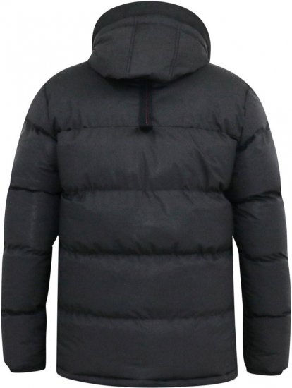 D555 DOMENIC Quilted Puffer Jacket With Half Micro Fleece Lining And Hood Black - Vestes - Vestes Homme Grandes Tailles