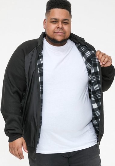 D555 MARSDEN Hybrid Knitted Jacket With Bonded Fleece Lining Black - Vestes - Vestes Homme Grandes Tailles