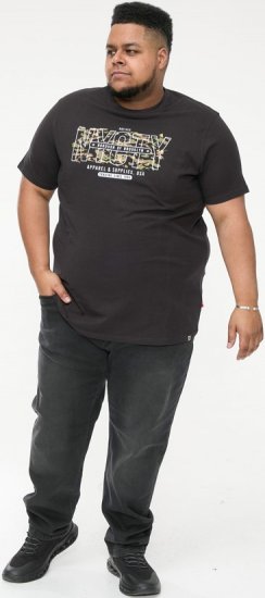 D555 EDWALTON NYCTY Camo Printed Crew Neck T-Shirt Washed Black - T-shirts - T-shirts Homme Grande Taille
