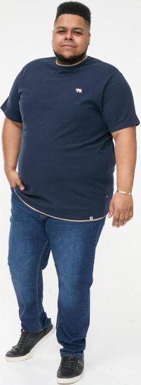 D555 SANDFORD Double Layer On Neck Ribs And Hem Waffle Textured T-Shirt Navy - T-shirts - T-shirts Homme Grande Taille