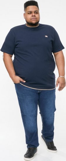 D555 SANDFORD Double Layer On Neck Ribs And Hem Waffle Textured T-Shirt Navy - T-shirts - T-shirts Homme Grande Taille