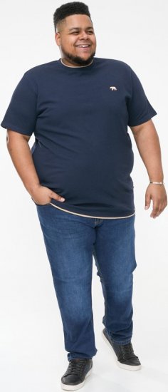 D555 SANDFORD Double Layer On Neck Ribs And Hem Waffle Textured T-Shirt Navy - T-shirts - T-shirts Homme Grande Taille
