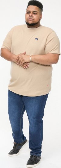 D555 SANDFORD Double Layer On Neck Ribs And Hem Waffle Textured T-Shirt Beige - T-shirts - T-shirts Homme Grande Taille