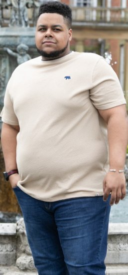 D555 SANDFORD Double Layer On Neck Ribs And Hem Waffle Textured T-Shirt Beige - T-shirts - T-shirts Homme Grande Taille