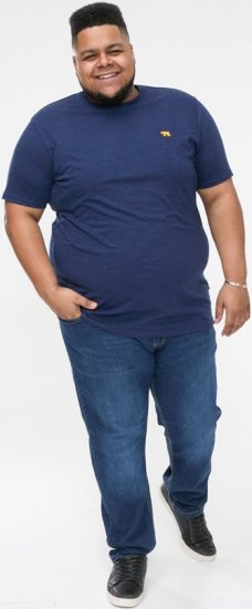 D555 ORSTON Reno Fabric Crew Neck T-Shirt With Chest Embroidery Blue Reno - T-shirts - T-shirts Homme Grande Taille