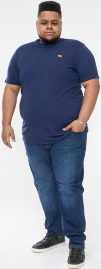 D555 ORSTON Reno Fabric Crew Neck T-Shirt With Chest Embroidery Blue Reno - T-shirts - T-shirts Homme Grande Taille