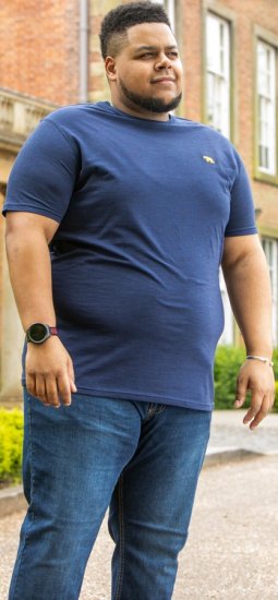 D555 ORSTON Reno Fabric Crew Neck T-Shirt With Chest Embroidery Blue Reno - T-shirts - T-shirts Homme Grande Taille