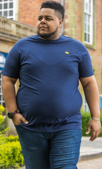 D555 ORSTON Reno Fabric Crew Neck T-Shirt With Chest Embroidery Blue Reno - T-shirts - T-shirts Homme Grande Taille