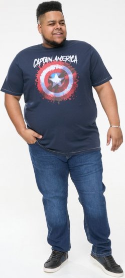 D555 ROGERS Official Captain America Printed T-Shirt Dark Navy - T-shirts - T-shirts Homme Grande Taille