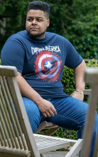 D555 ROGERS Official Captain America Printed T-Shirt Dark Navy - T-shirts - T-shirts Homme Grande Taille