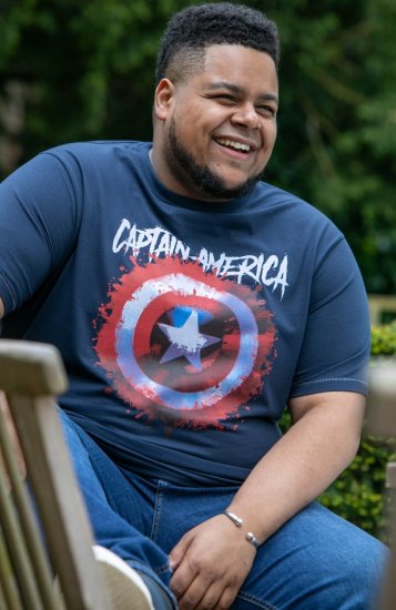 D555 ROGERS Official Captain America Printed T-Shirt Dark Navy - T-shirts - T-shirts Homme Grande Taille