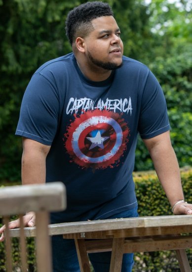 D555 ROGERS Official Captain America Printed T-Shirt Dark Navy - T-shirts - T-shirts Homme Grande Taille