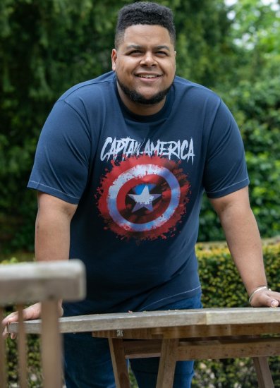 D555 ROGERS Official Captain America Printed T-Shirt Dark Navy - T-shirts - T-shirts Homme Grande Taille