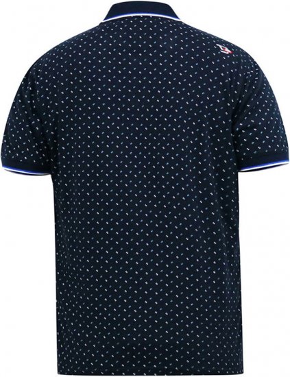 D555 OAKLEY AOP Jersey Polo With Jacquard Collar, Ribs And Chest Pocket Navy - Polos - Polos homme grande taille
