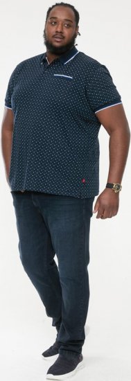 D555 OAKLEY AOP Jersey Polo With Jacquard Collar, Ribs And Chest Pocket Navy - Polos - Polos homme grande taille
