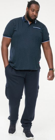 D555 OAKLEY AOP Jersey Polo With Jacquard Collar, Ribs And Chest Pocket Navy - Polos - Polos homme grande taille