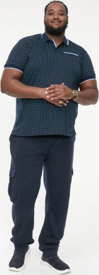 D555 OAKLEY AOP Jersey Polo With Jacquard Collar, Ribs And Chest Pocket Navy - Polos - Polos homme grande taille
