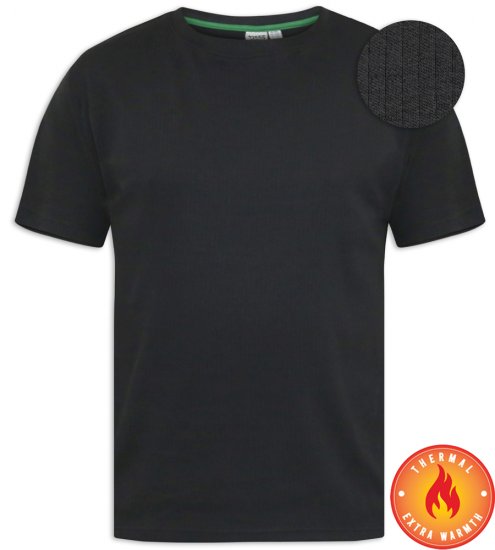 D555 Motherwell Thermal Short Sleeve T-Shirt Black - Sous-vêtements & bain - Sous-vêtements Grande Taille