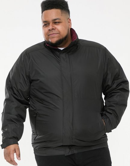 D555 Rudy Showerproof Fleece Lined Jacket With Packaway Hood - Black - Vestes - Vestes Homme Grandes Tailles