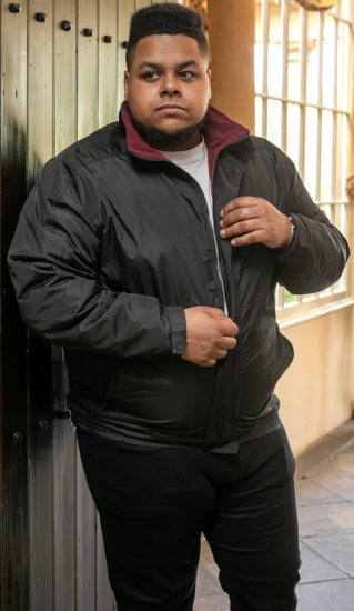 D555 Rudy Showerproof Fleece Lined Jacket With Packaway Hood - Black - Vestes - Vestes Homme Grandes Tailles