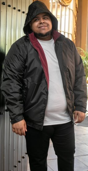 D555 Rudy Showerproof Fleece Lined Jacket With Packaway Hood - Black - Vestes - Vestes Homme Grandes Tailles