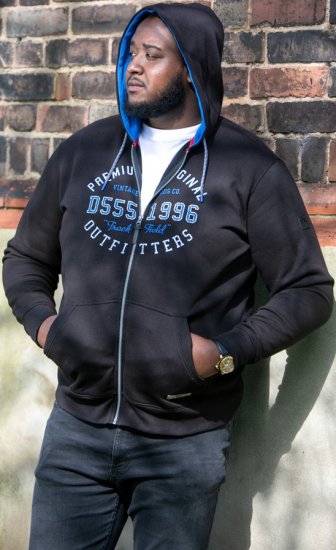 D555 LINGARD Full Zip Hoody With Original Chest Print Black - Sweatshirts & hoodies - Sweatshirts/Hoodies grande taille homme