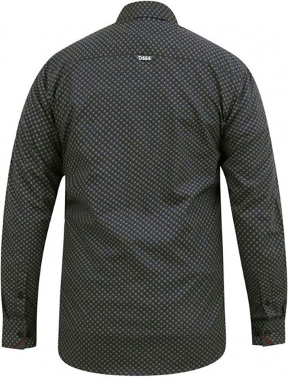 D555 KEATON Micro AOP Long Sleeve Shirt With Concealed Button Down Collar Grey - Chemises - Chemises Grandes Tailles Hommes