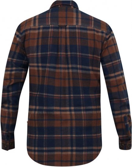 D555 SHERLOCK Check Overshirt With Two Patch Pockets & Button Down Collar Navy - Chemises - Chemises Grandes Tailles Hommes